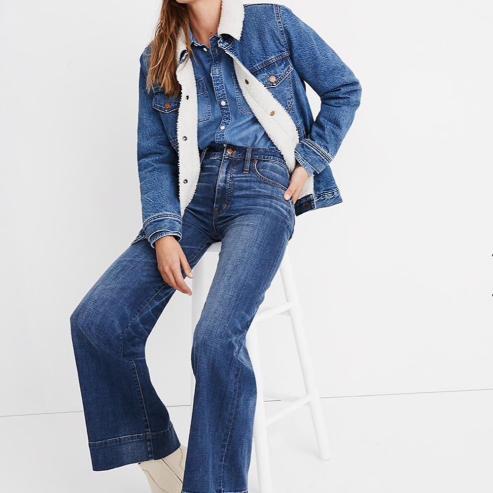 Madewell oversized jean jacket sherpa edition